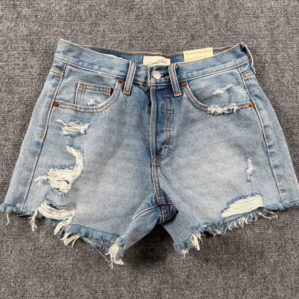 Universal Thread Baggy Shorts Womens 00 Blue Distressed 90s Mid-Rise Denim